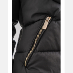 ZIMOWA kurtka CZARNA damska, krótka z futerkiem, pikowana MORAJ